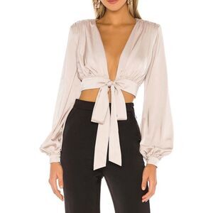 Revolve NBD Satin Imogen Top In Champaigne Size S